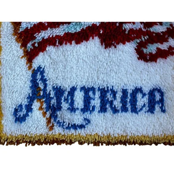Handmade God Bless America Latch Hook Rug Wall Hanging Mat 27.5 X21Patriotic - Picture 5 of 9